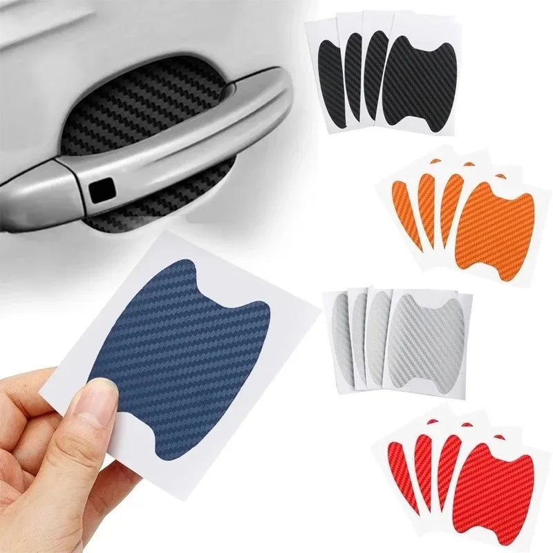 Pegatinas protectores de manija de la puerta del automóvil de fibra de carbono