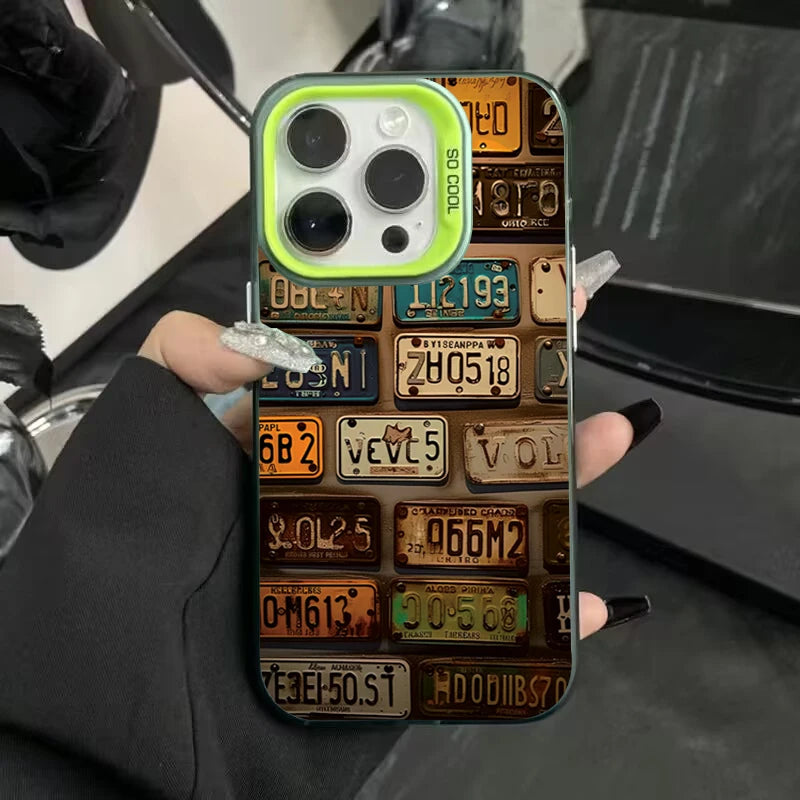 Étui iPhone à plaque d'immatriculation vintage