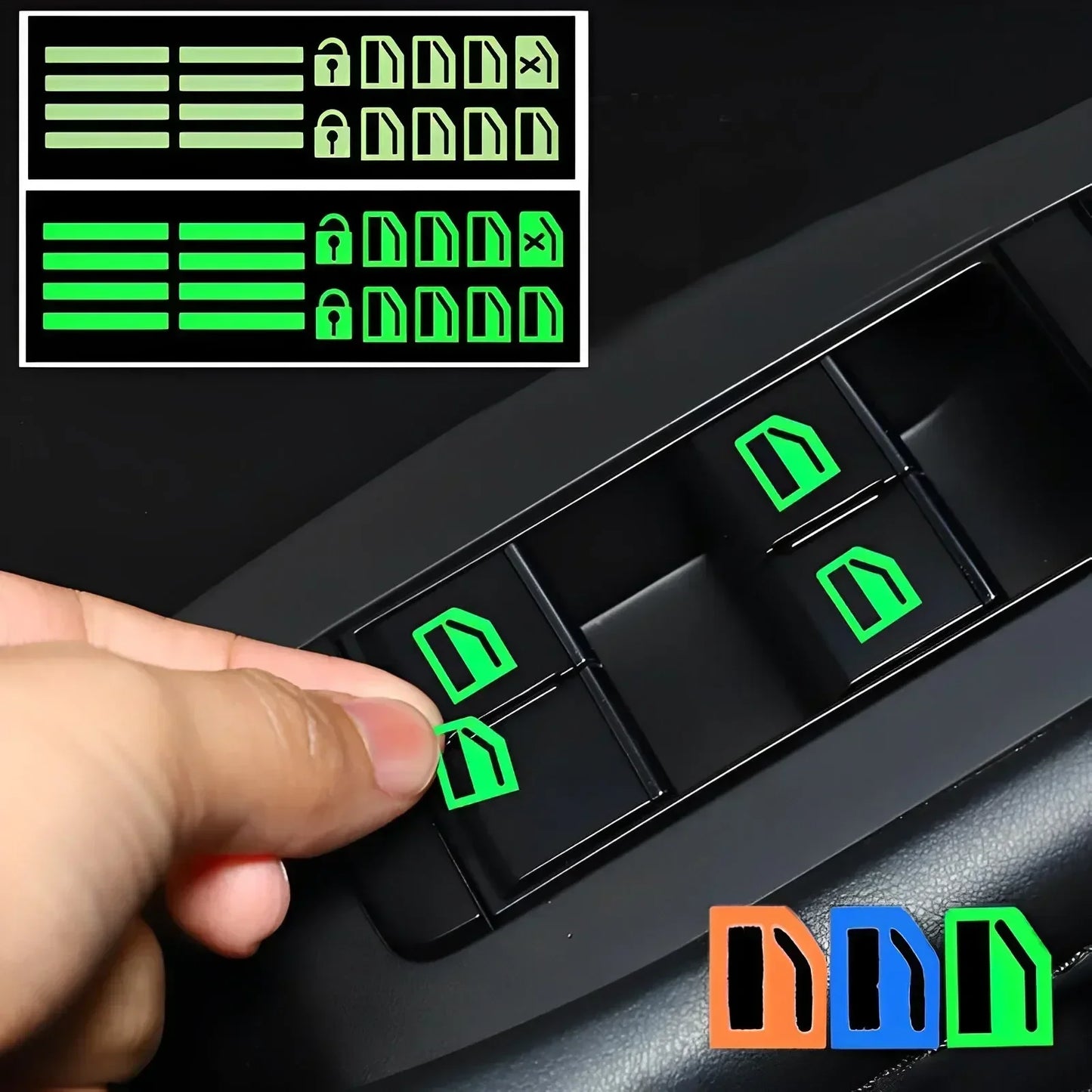 3 Colors Car Window Fluorescent Button Sticker