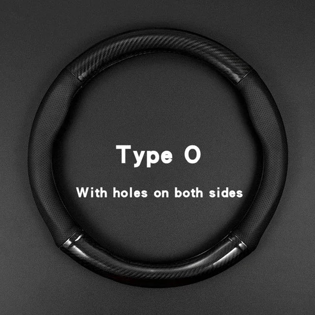 Red and Black Leather Steering Wheel Cover