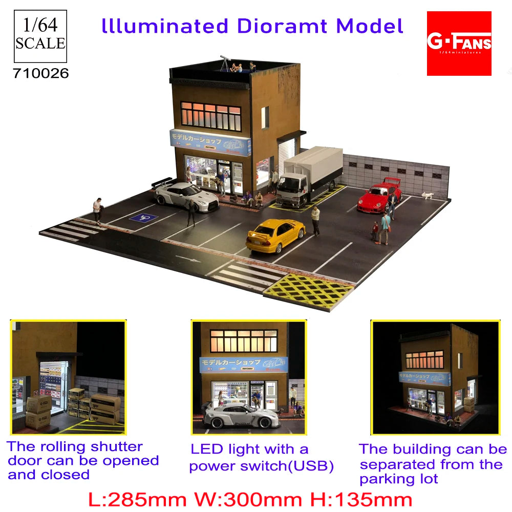 1:64 Scale Garage Diorama with LED