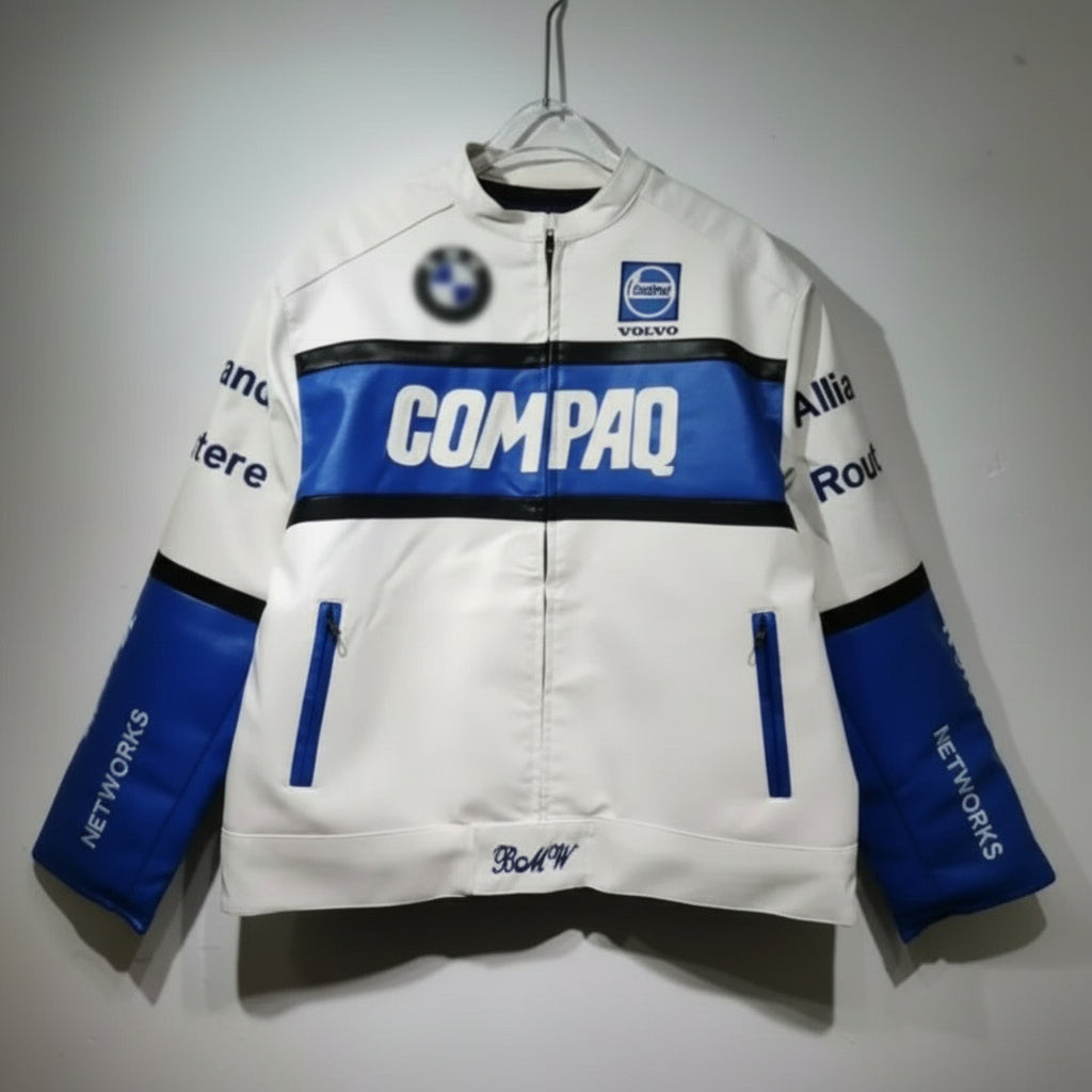 Retro Patchwork Faux Leather Jacket BW