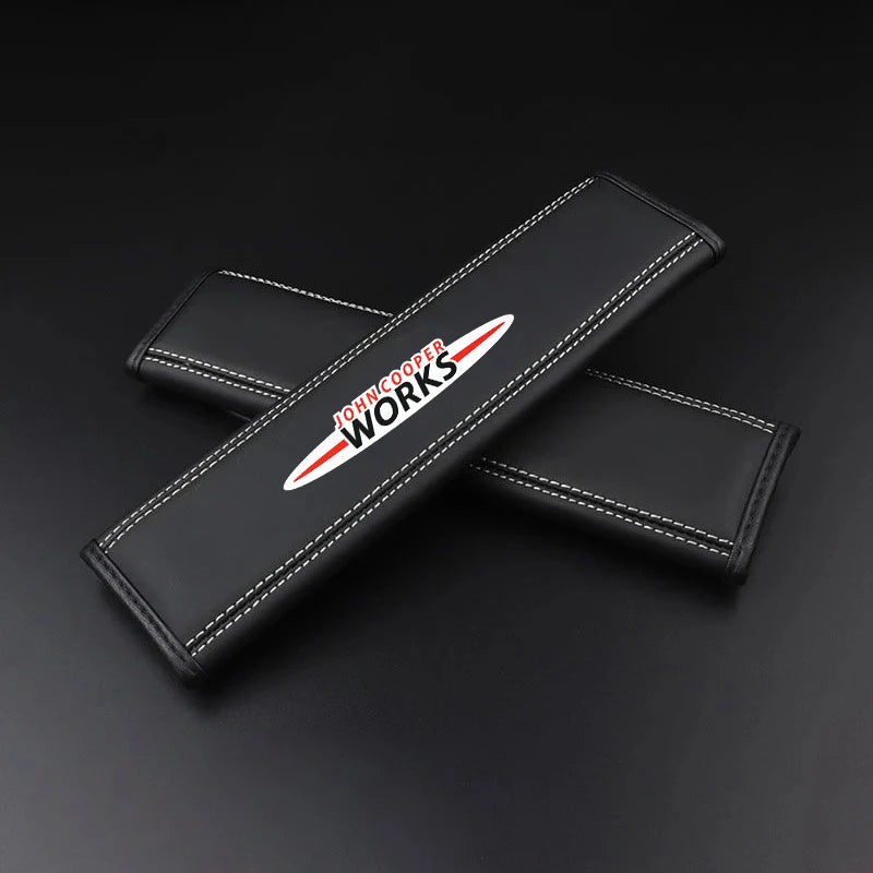 2Pcs Cooper S Leather Seat Belt Covers