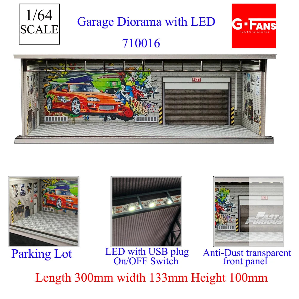 1:64 Scale Garage Diorama with LED