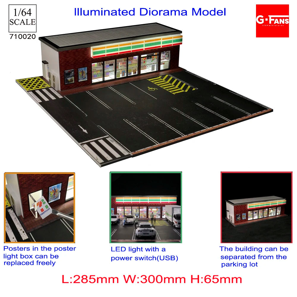 1:64 Scale Garage Diorama with LED