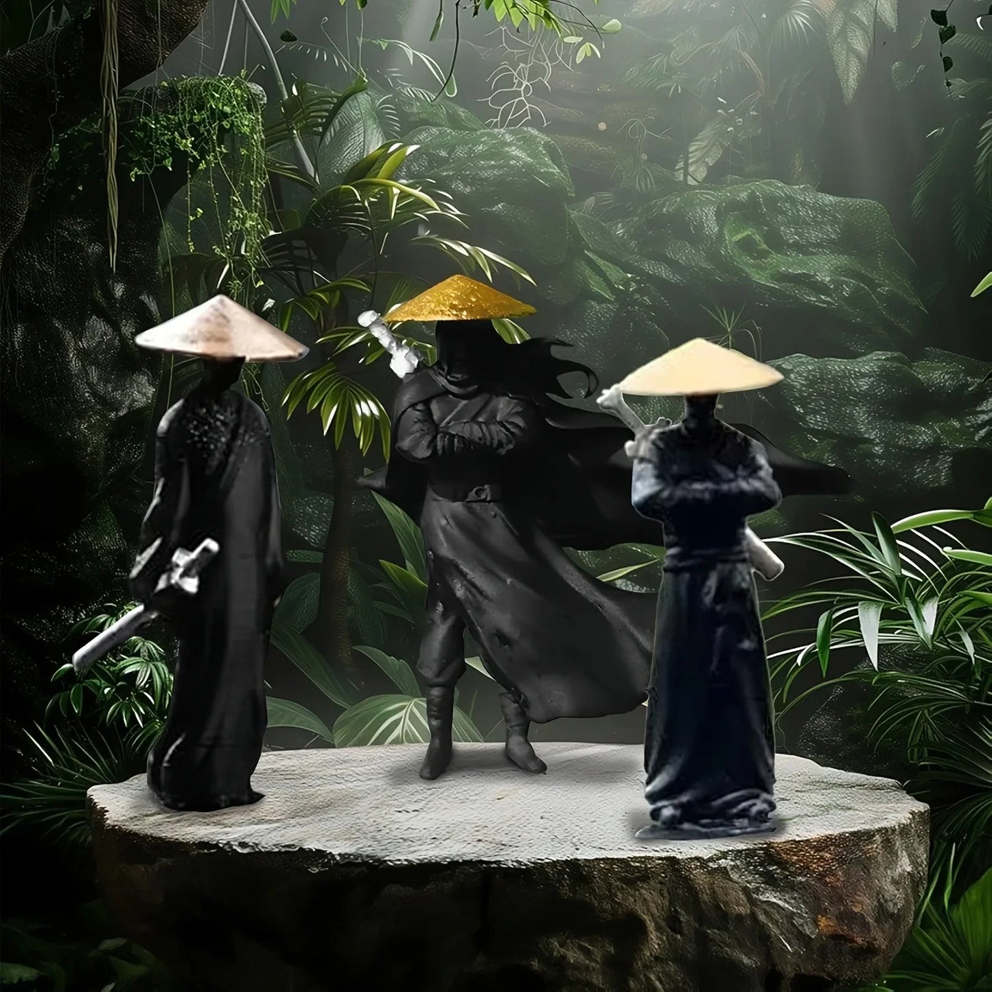 3PCS Mini Samurai Dashboard Decor