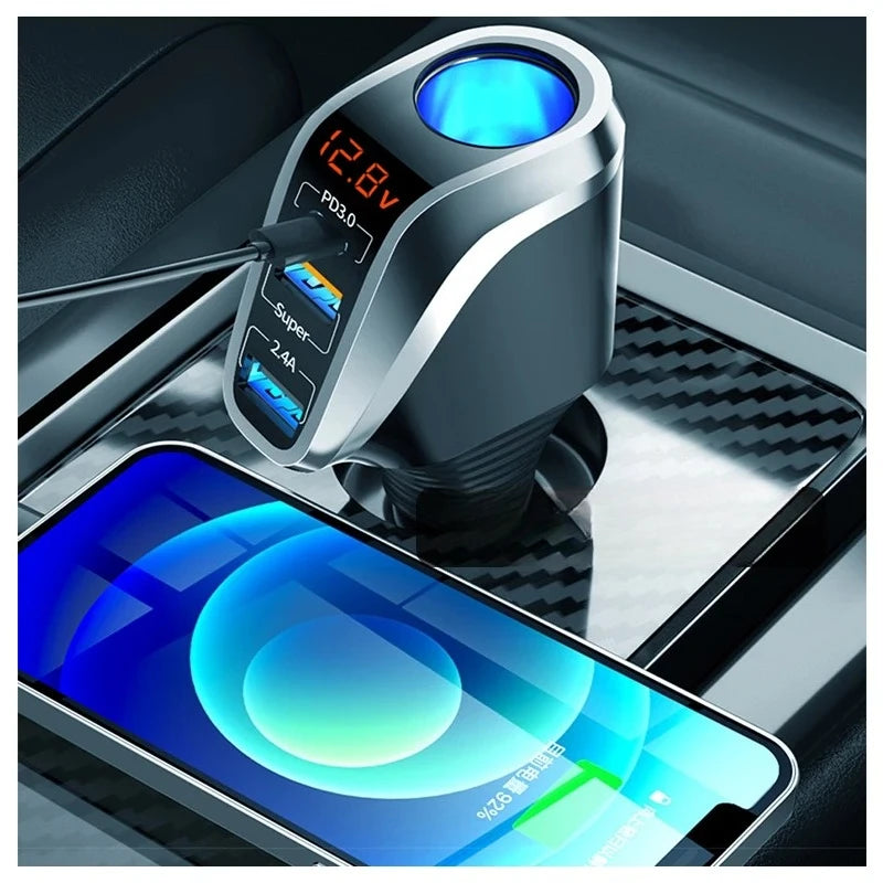 Smart Digital Car Charger with Voltage Display