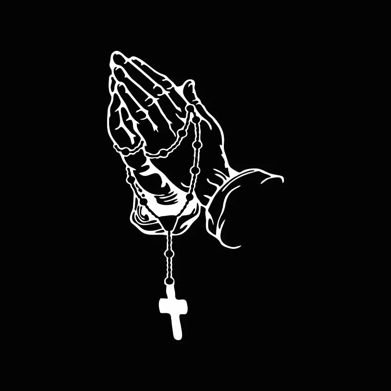 Praying Hands Rosary Car Sticker
