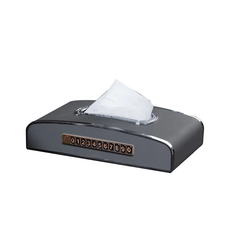 Luxury Car Tissue Box with Crystal Clock