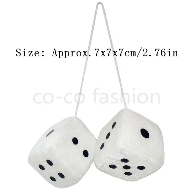 Plush Dice Car Mirror Hanger