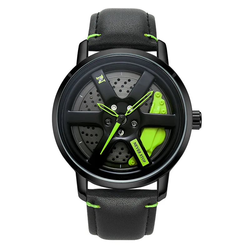 Leather Strap Sport Wheel Watch