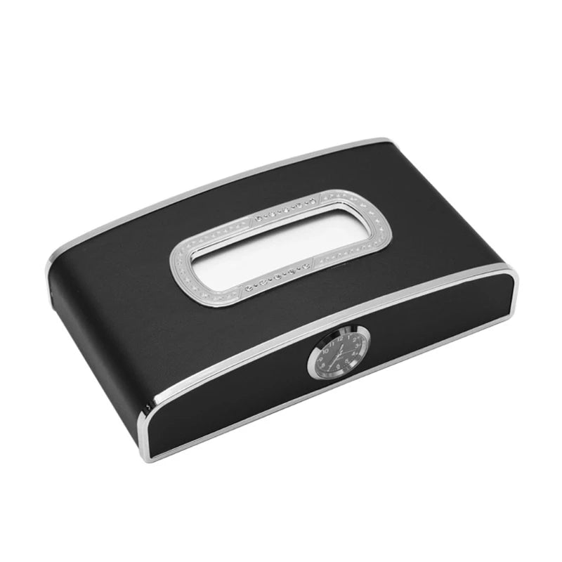 Luxury Car Tissue Box with Crystal Clock