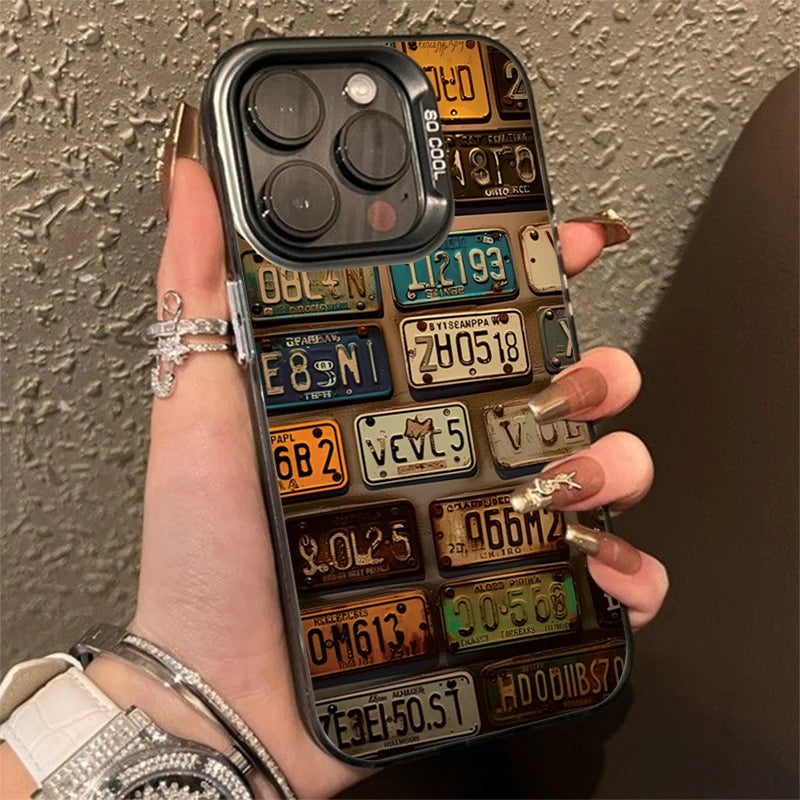 Étui iPhone à plaque d'immatriculation vintage