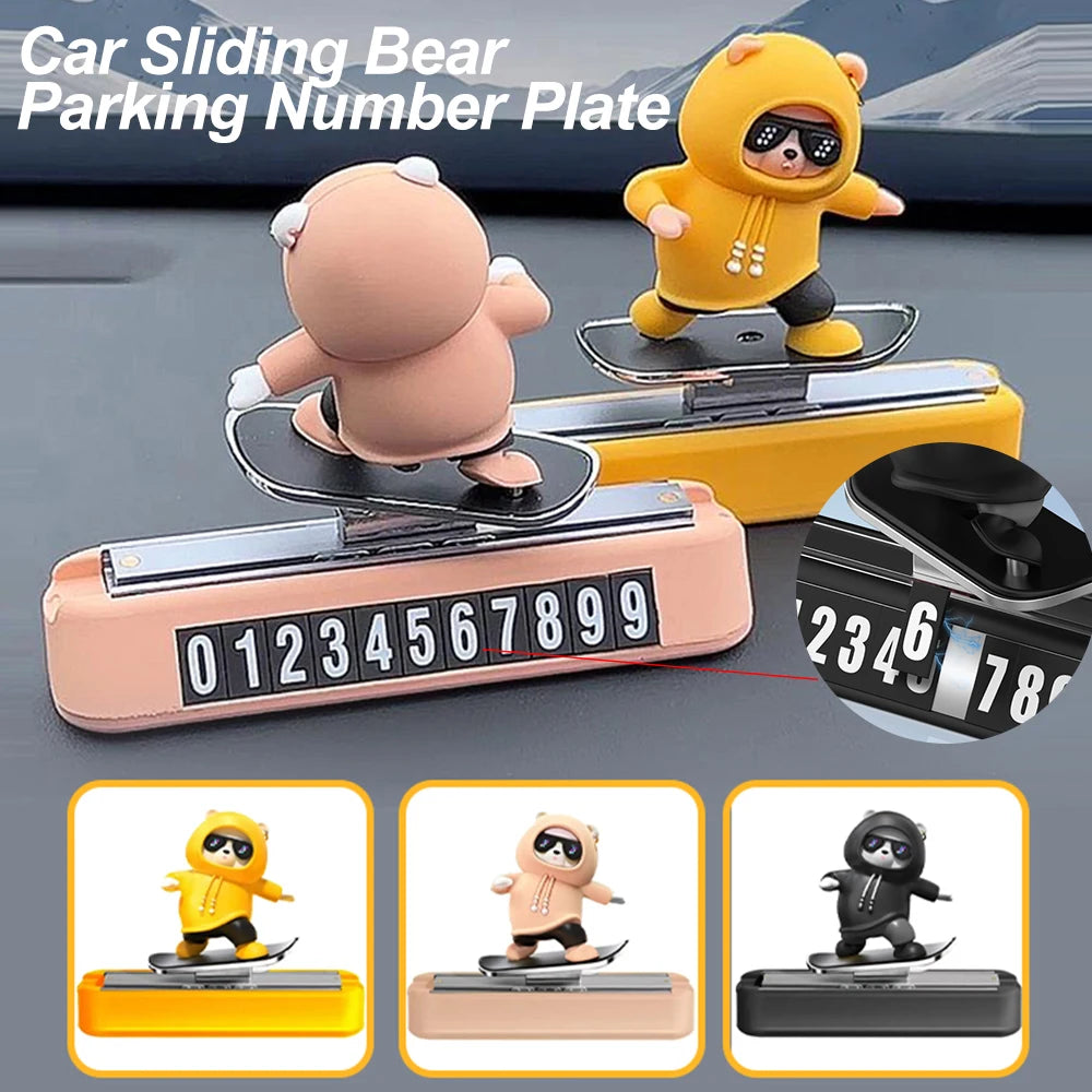 Sliding Bear Parking Number Plate
