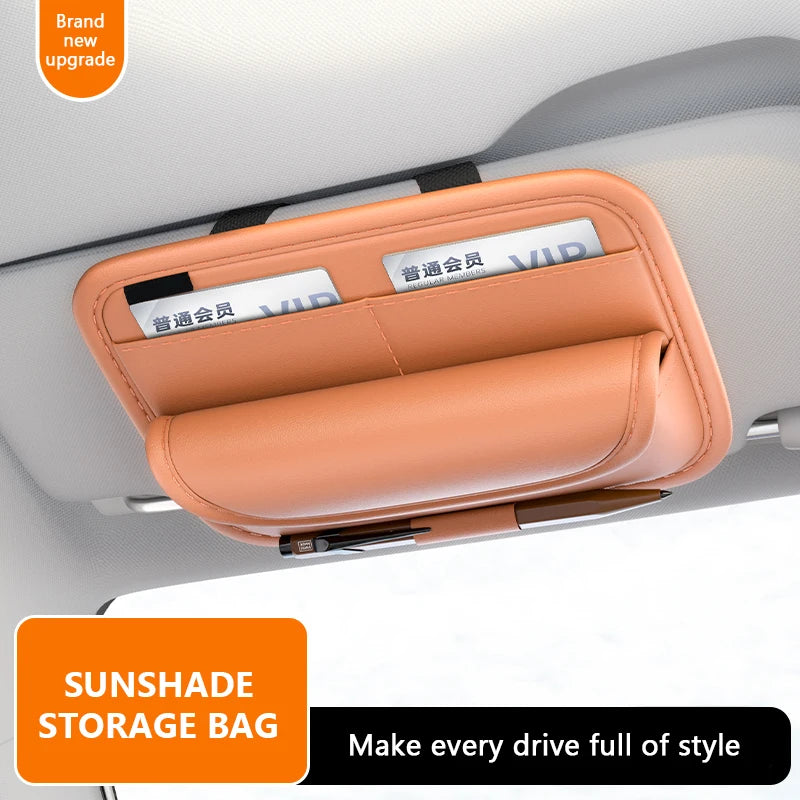 Premium Leather Car Sun Visor Glasses Holder