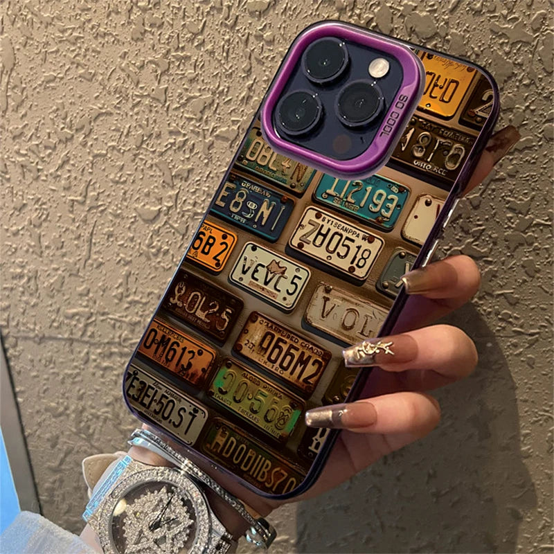 Étui iPhone à plaque d'immatriculation vintage