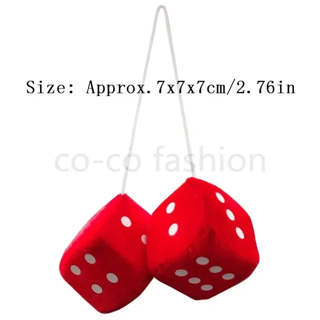 Plush Dice Car Mirror Hanger