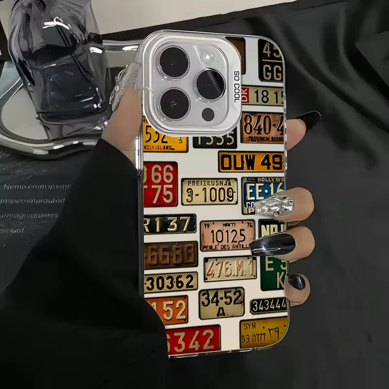 Étui iPhone à plaque d'immatriculation vintage