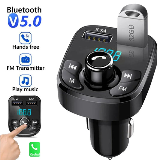 Bluetooth 5.0 Car FM Transmitter & Dual USB Fast Charger