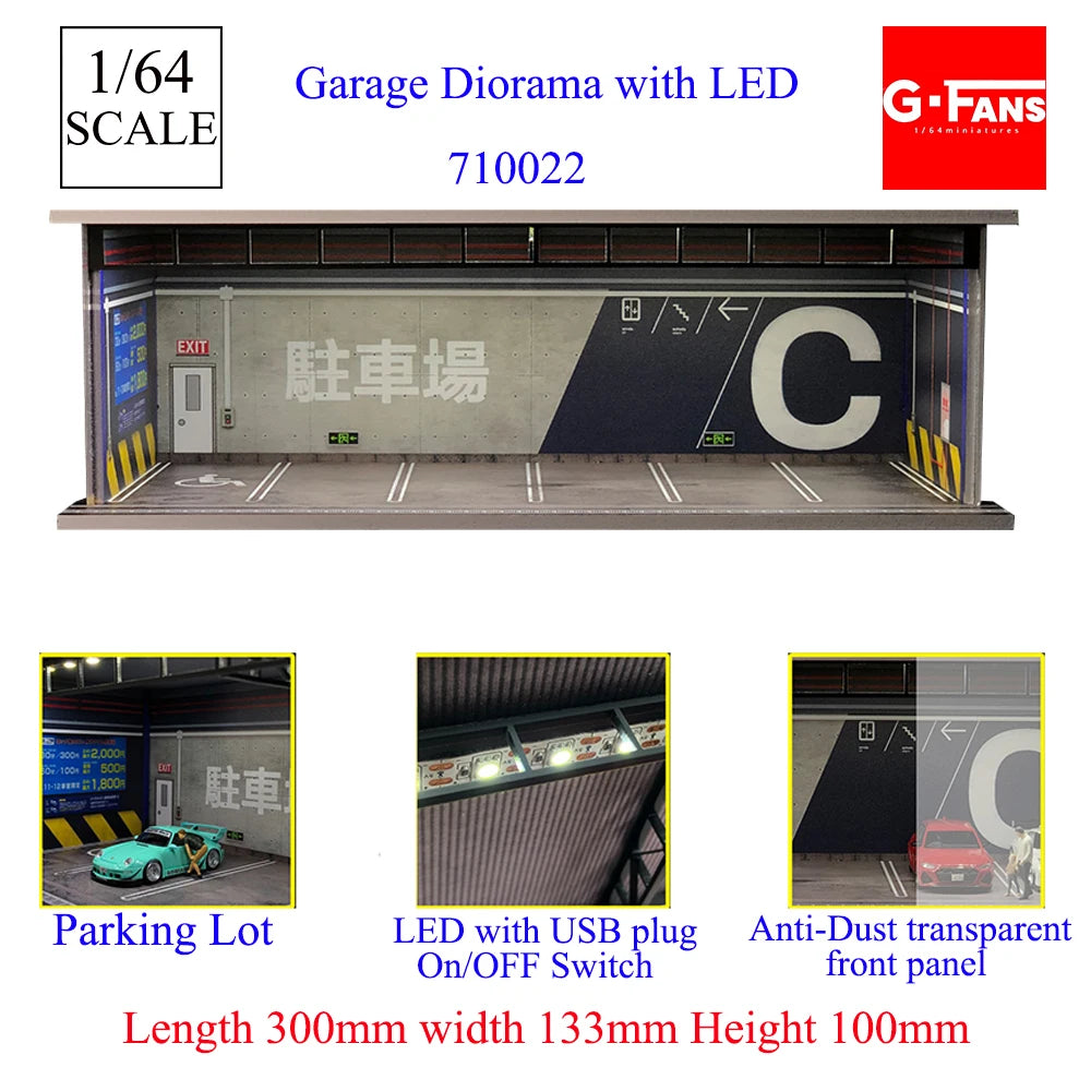 1:64 Scale Garage Diorama with LED