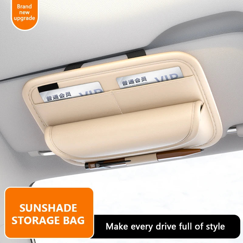Premium Leather Car Sun Visor Glasses Holder