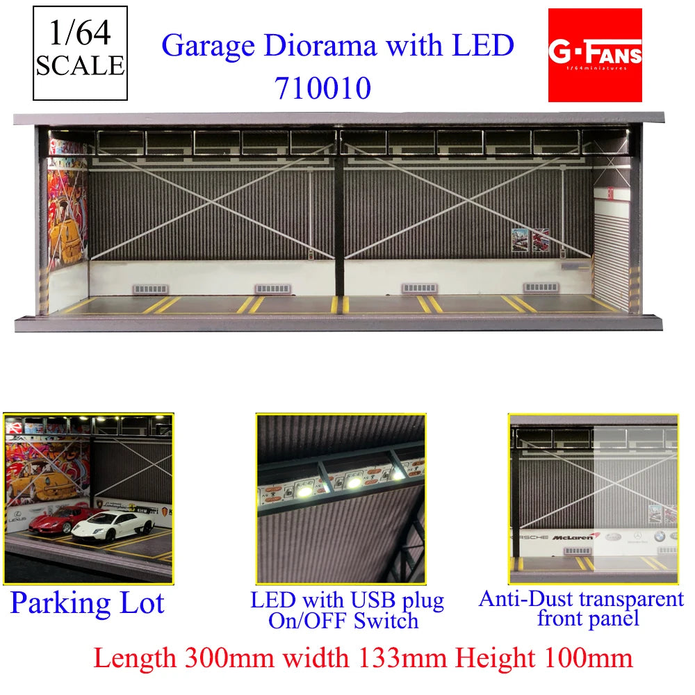 1:64 Scale Garage Diorama with LED