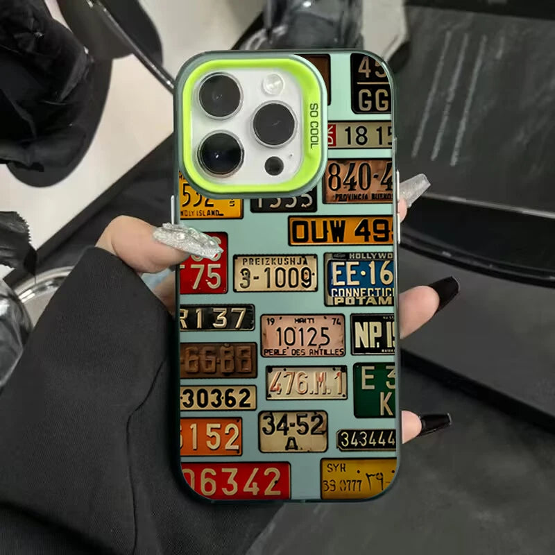 Étui iPhone à plaque d'immatriculation vintage