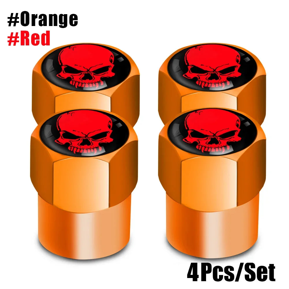 4Pcs/Set Skull Tire Valve Stem Caps