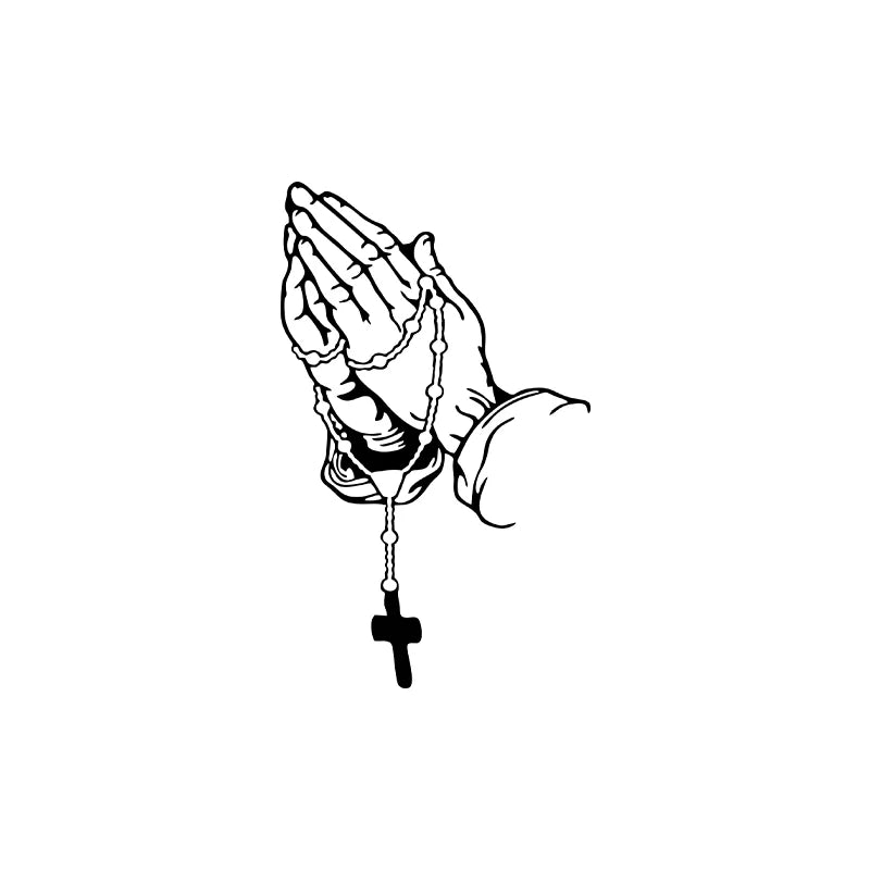 Praying Hands Rosary Car Sticker