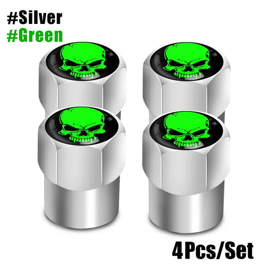 4Pcs/Set Skull Tire Valve Stem Caps