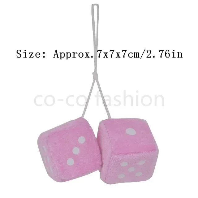 Plush Dice Car Mirror Hanger