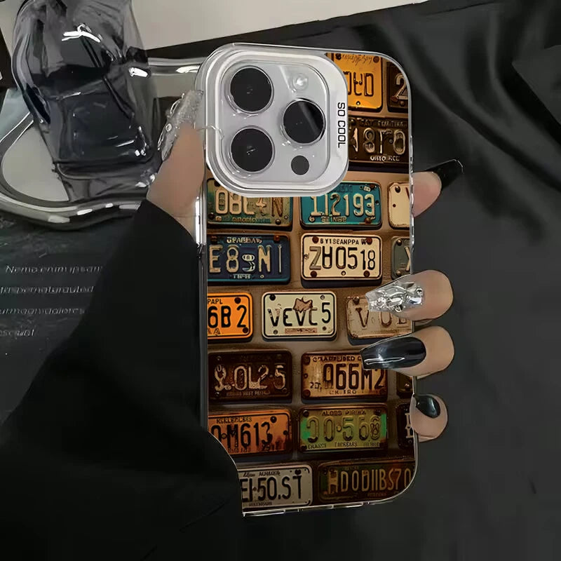 Étui iPhone à plaque d'immatriculation vintage