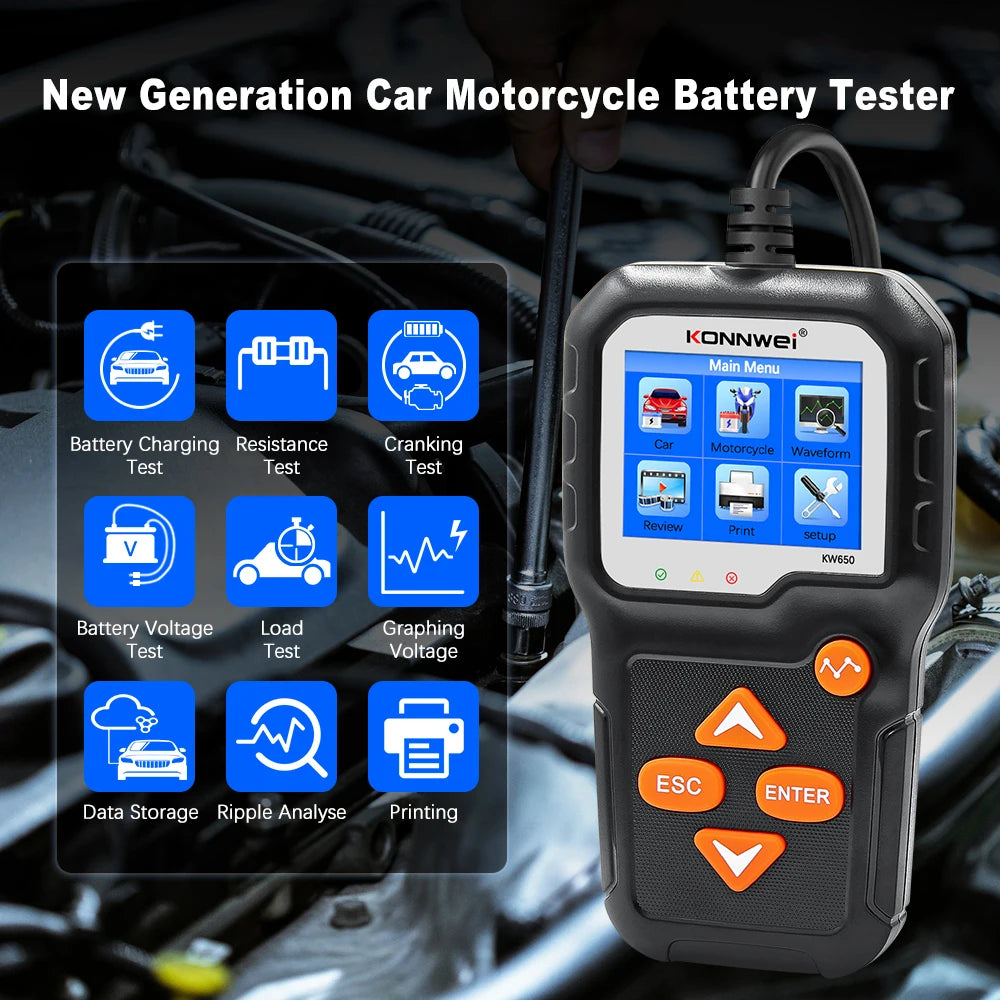 Car & Motorcycle Battery Tester