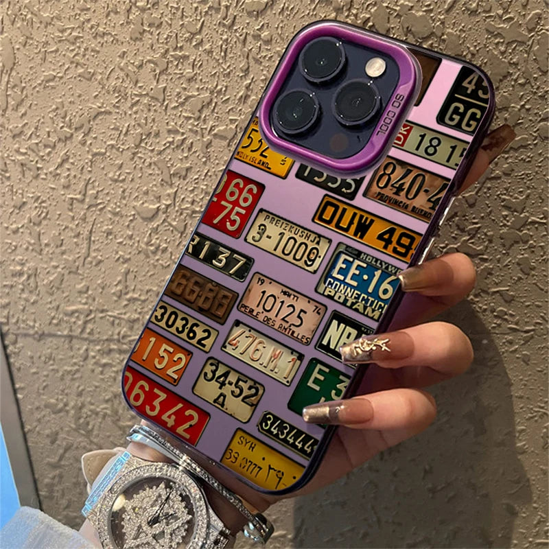 Étui iPhone à plaque d'immatriculation vintage