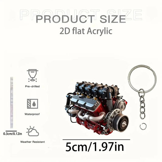 V8 Engine Keychain