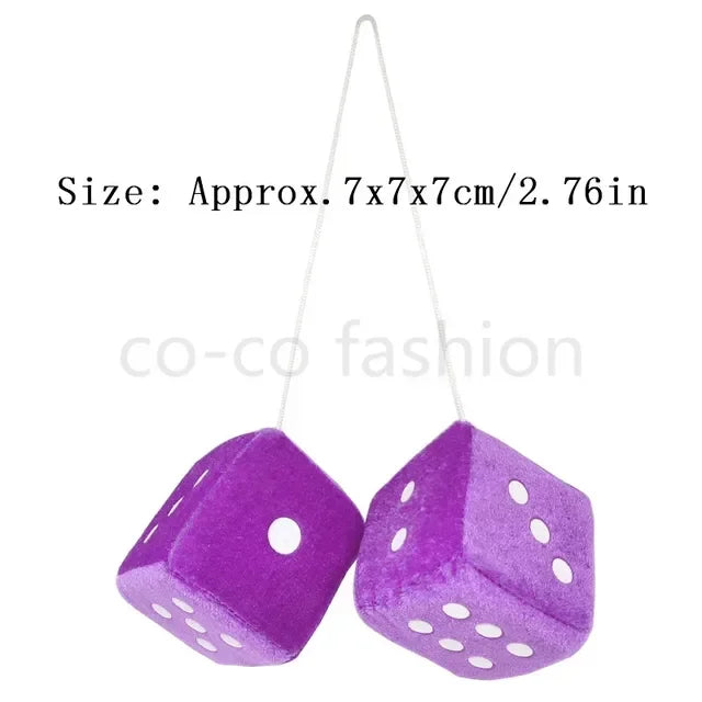 Plush Dice Car Mirror Hanger