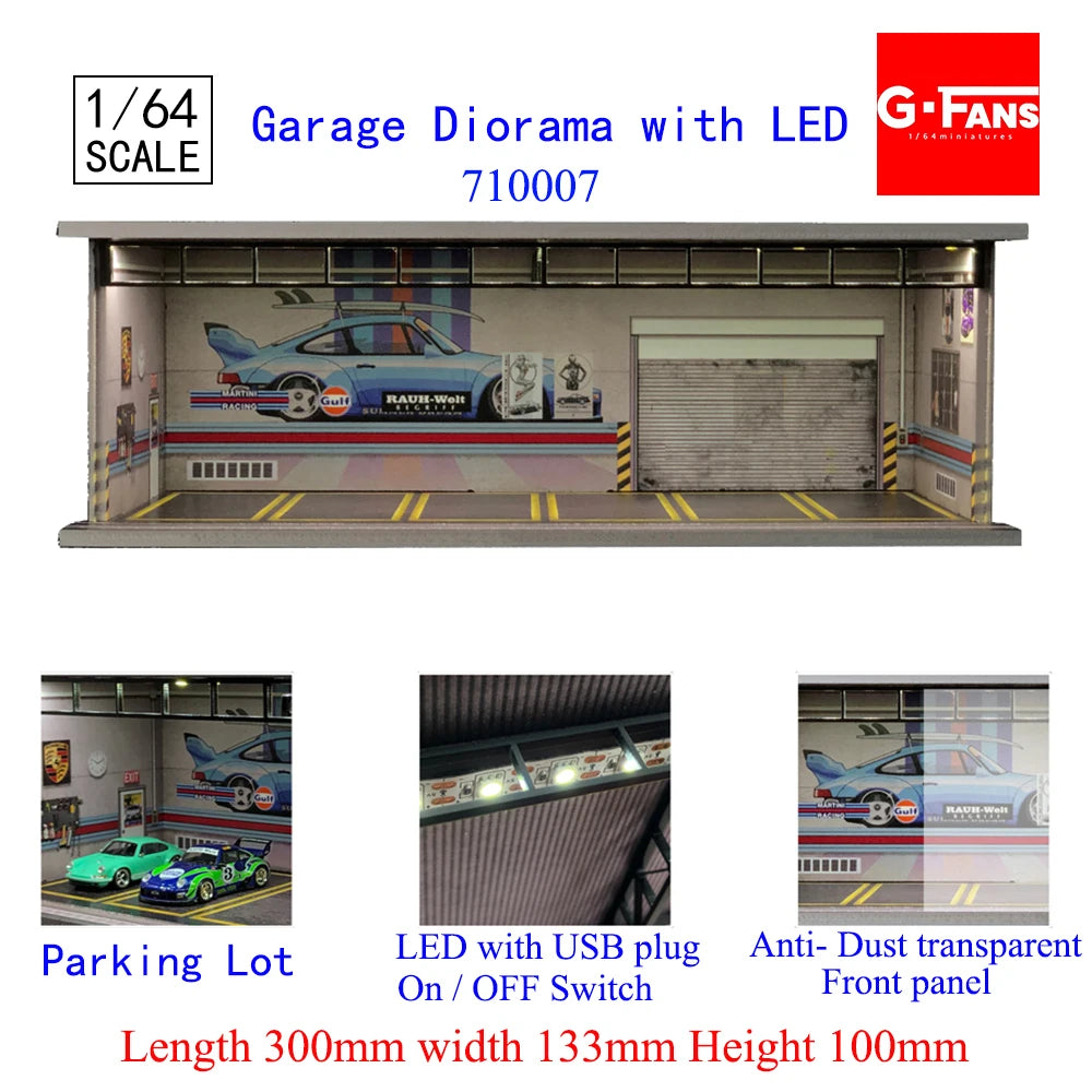 1:64 Scale Garage Diorama with LED