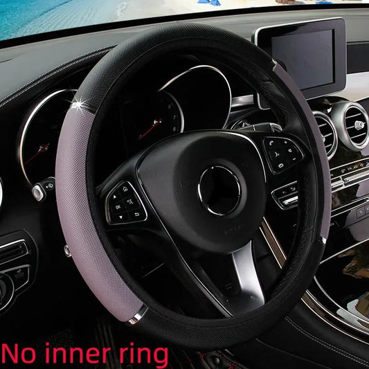 Black Leather Steering Wheel Cover