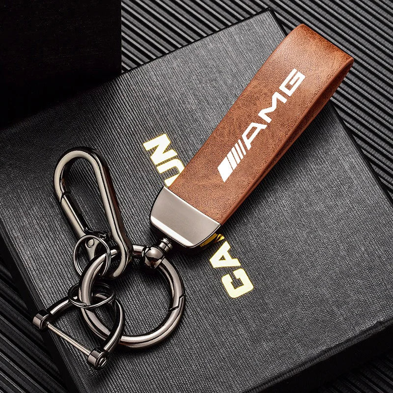AMG Vintage Leather Keychain