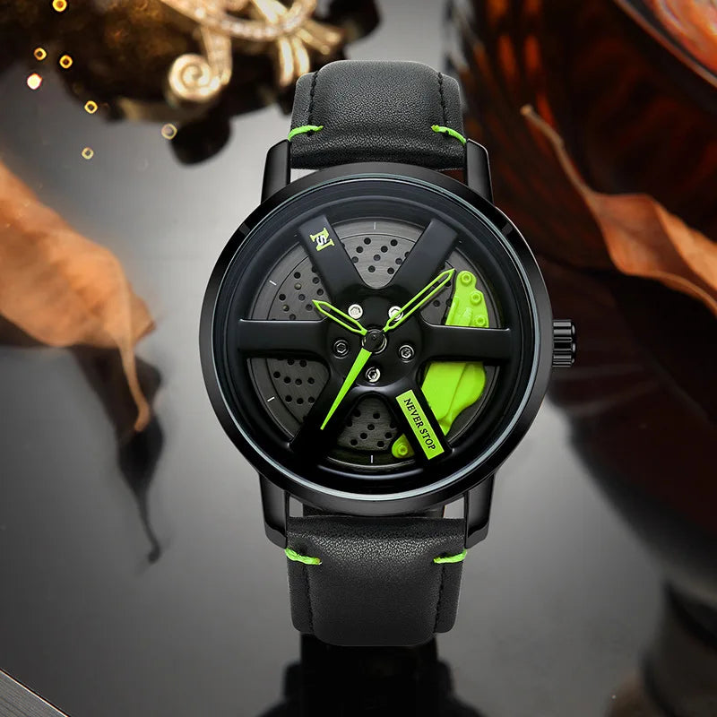 Leather Strap Sport Wheel Watch