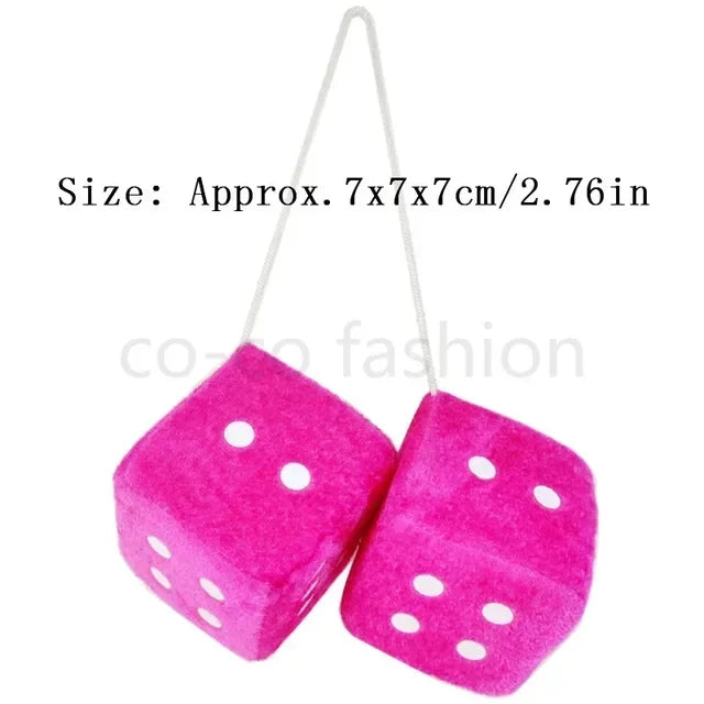 Plush Dice Car Mirror Hanger