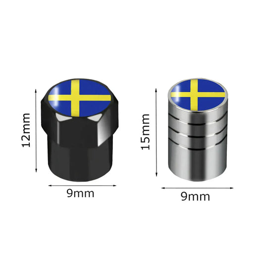 4 Pcs Sweden Flag Valve Caps
