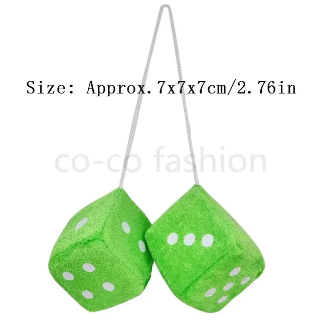 Plush Dice Car Mirror Hanger
