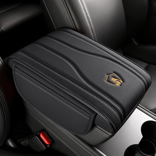 Premium Leather Car Armrest Cushion with Side Storage