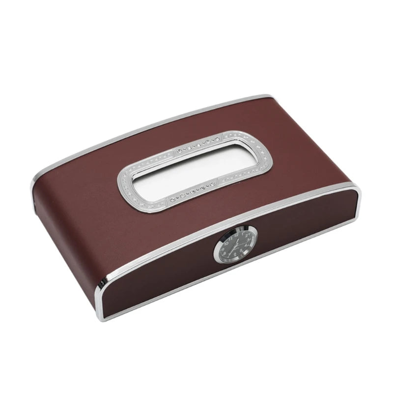 Luxury Car Tissue Box with Crystal Clock