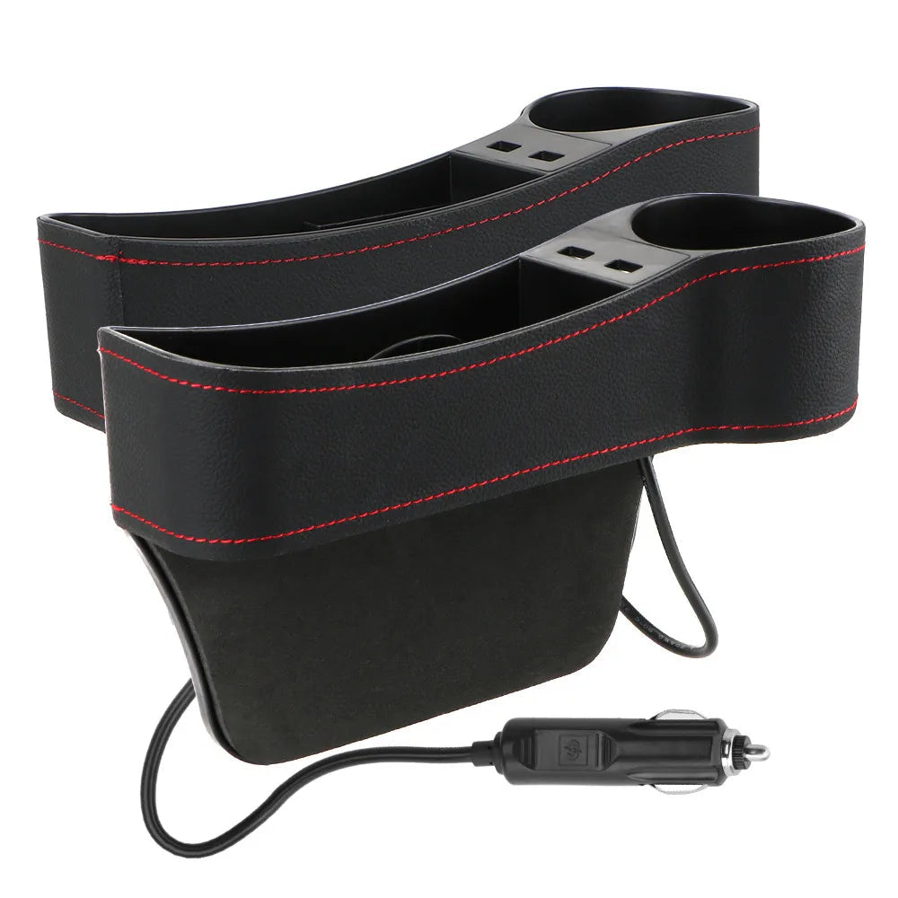 Car Seat Gap Storage Box with USB Charger 