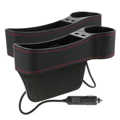 Car Seat Gap Storage Box with USB Charger 