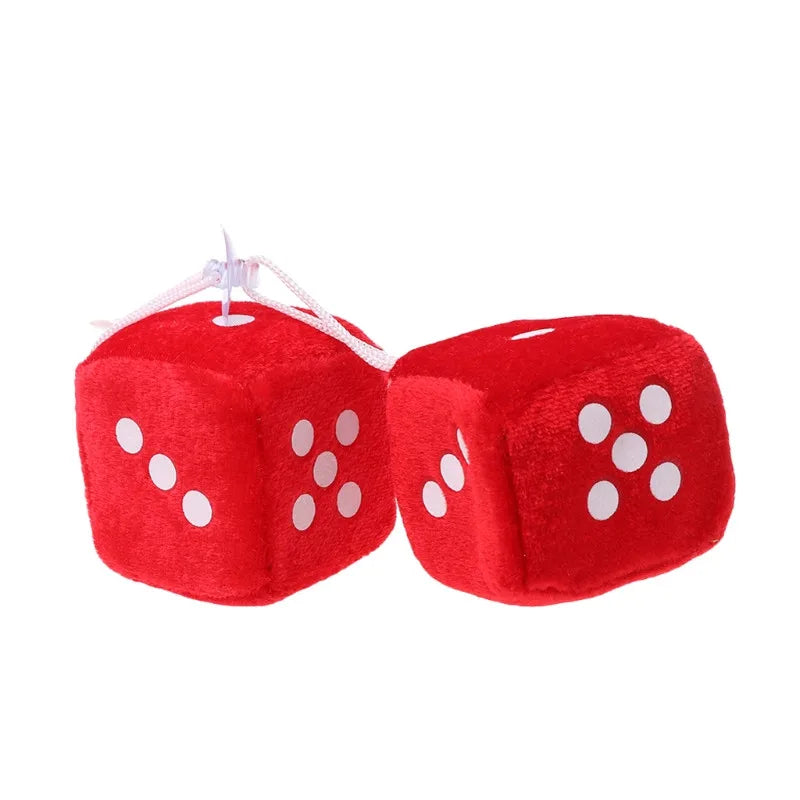 1 Pair Fuzzy Dice Dots Car Decor 