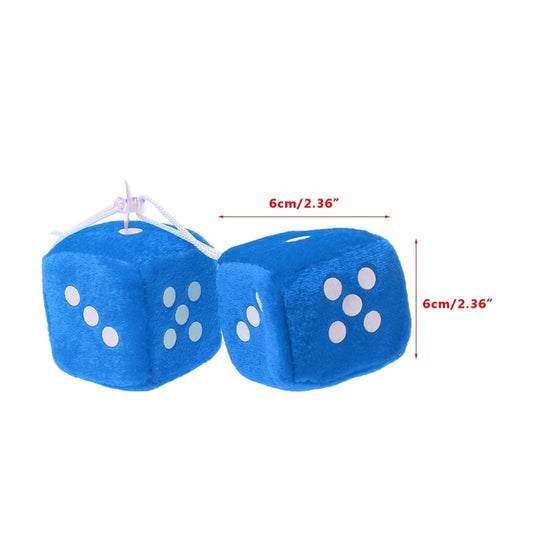 1 Pair Fuzzy Dice Dots Car Decor 