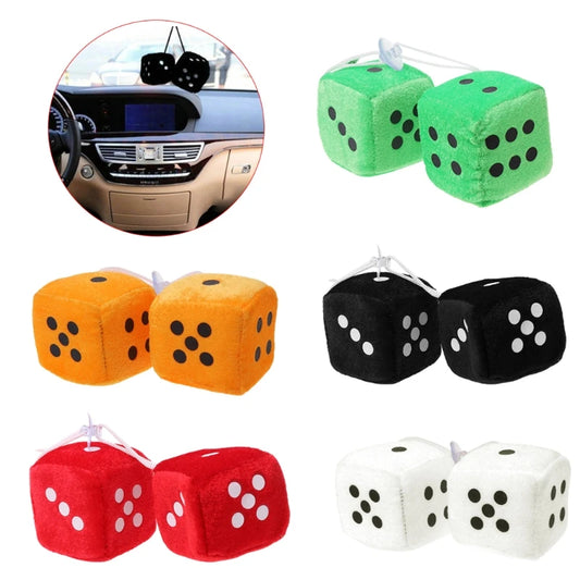 1 Pair Fuzzy Dice Dots Car Decor 